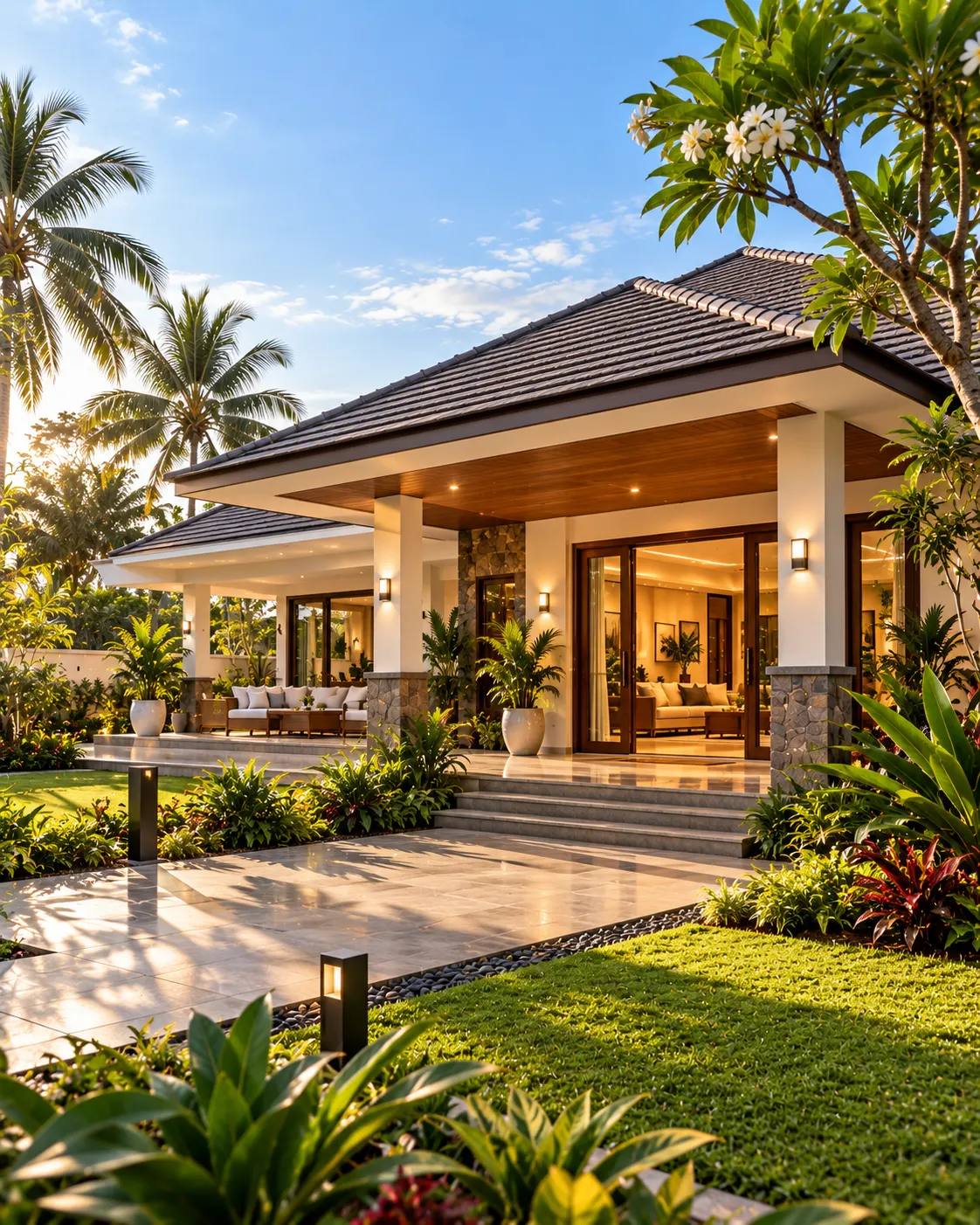 Tropical bungalow with landscaped garden